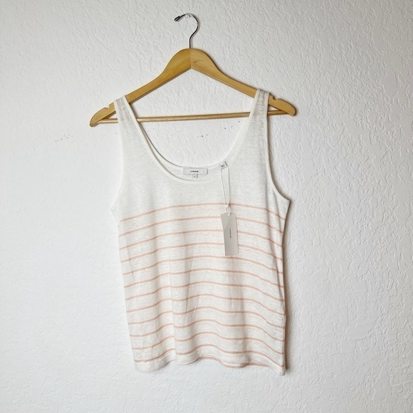 Vince Breton Stripe Scoop Neck Linen Tank Top - Picture 3 of 8